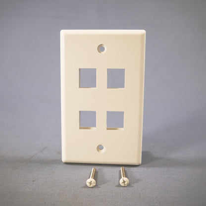 Cooper 5540-5EW White 1-Gang Modular 4-Port Nylon Wallplate Cover Flush Mount