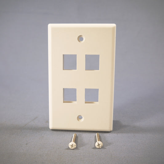 Cooper 5540-5EW White 1-Gang Modular 4-Port Nylon Wallplate Cover Flush Mount