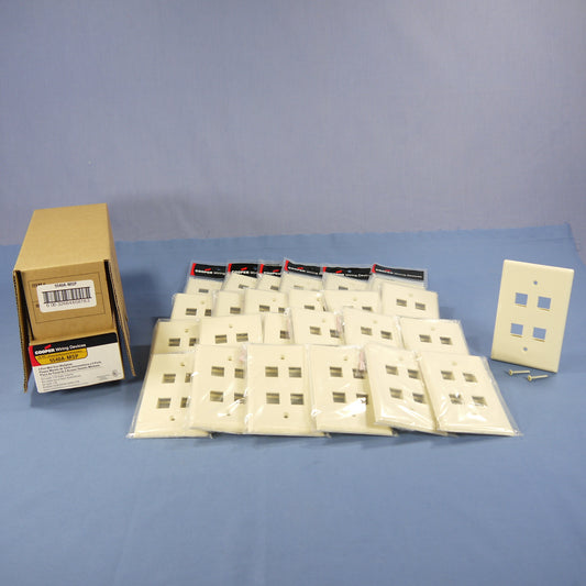 Cooper 5540A-MSP Almond 1-Gang Modular Midsize 4-Port Nylon Wallplate Cover 25pc