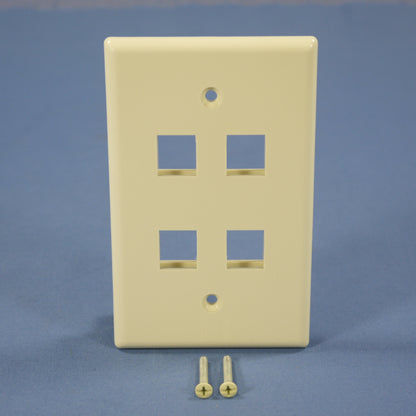 Cooper 5540A-MSP Almond 1-Gang Mid-Size Flush Style 4-Port Nylon Wallplate