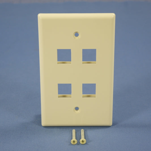 Cooper 5540A-MSP Almond 1-Gang Mid-Size Flush Style 4-Port Nylon Wallplate