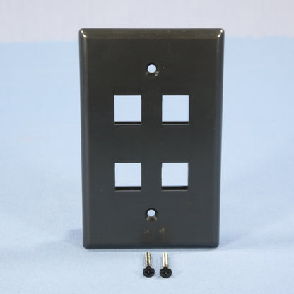 Cooper 5540BK-MSP Black 1-Gang Mid-Size Flush 110 Style 4-Port Nylon Wallplate
