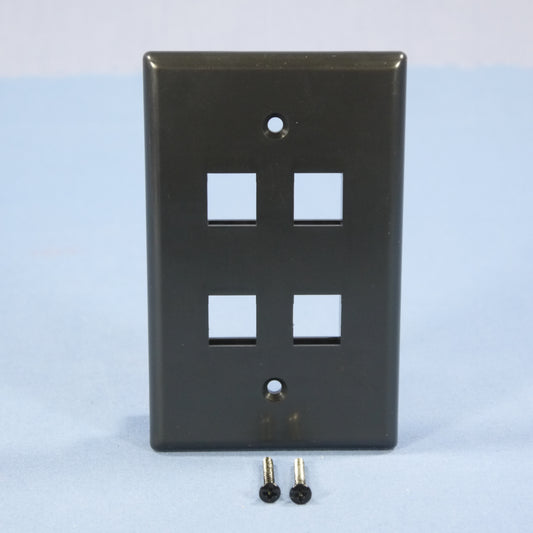 Cooper 5540BK-MSP Black 1-Gang Mid-Size Flush 110 Style 4-Port Nylon Wallplate
