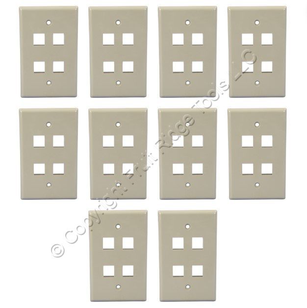 Cooper 5540GY-MSP Gray 1-Gang 4-Port Modular Nylon Wallplate Mid-Size Cover 10pc