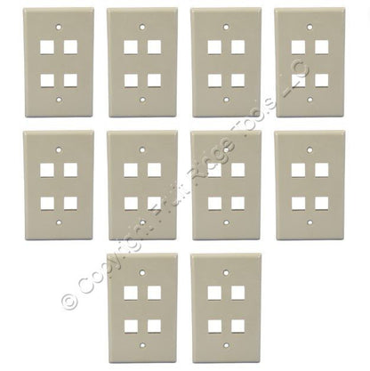 Cooper 5540GY-MSP Gray 1-Gang 4-Port Modular Nylon Wallplate Mid-Size Cover 10pc