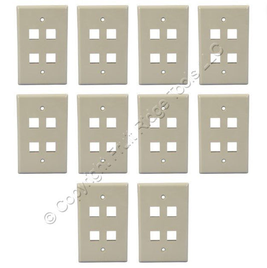Cooper 5540GY-MSP Gray 1-Gang 4-Port Modular Nylon Wallplate Mid-Size Cover 10pc