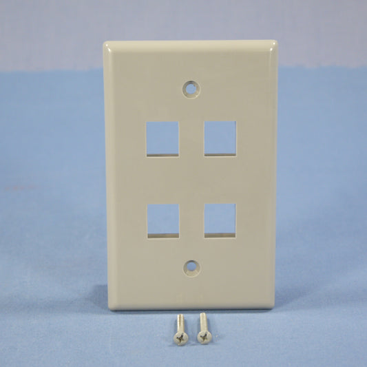 Cooper 540GY-MSP Gray Modular Mid-Size 4-Port Data Cover Wallplate Flush Mount