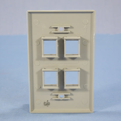 Cooper 540GY-MSP Gray Modular Mid-Size 4-Port Data Cover Wallplate Flush Mount