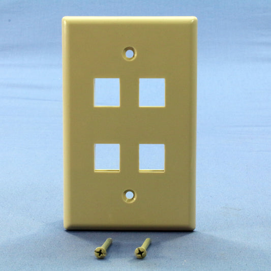 Cooper 5540V-MSP Ivory 1-Gang 4-Port Nylon Wallplate Mid-Size Flush Mount Cover