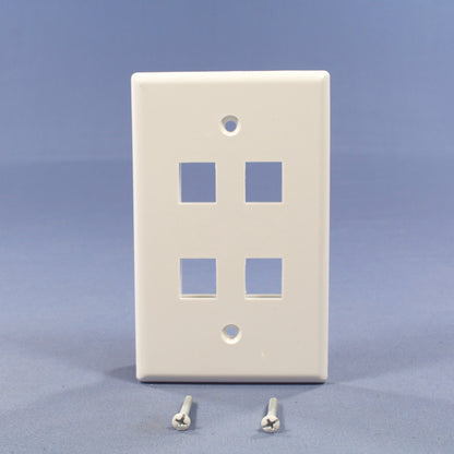 Cooper 5540W-MSP White 1-Gang 4-Port Nylon Wallplate Mid-Size Flush Mount Cover