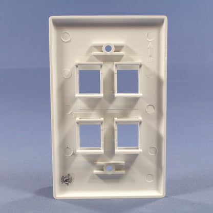Cooper 5540W-MSP White 1-Gang 4-Port Nylon Wallplate Mid-Size Flush Mount Cover