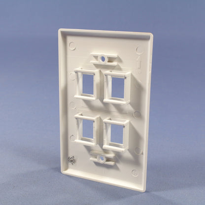 Cooper 5540W-MSP White 1-Gang 4-Port Nylon Wallplate Mid-Size Flush Mount Cover