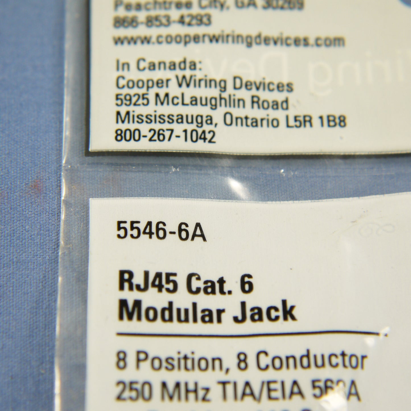 Cooper 5546-6A Almond Cat 6 Snap-In Modular Data Jack 110 Style 8-Position RJ45
