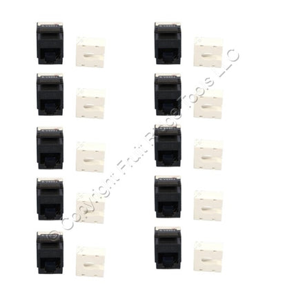 10 Cooper Black Cat 6 Snap-In Modular Data Jacks 110 Style 8-Position RJ45