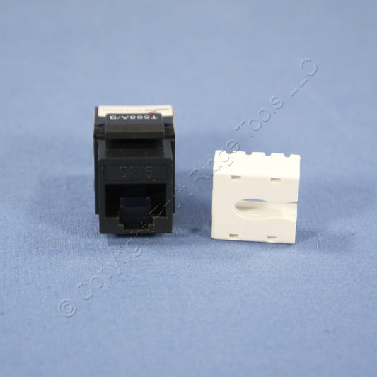 10 Cooper Black Cat 6 Snap-In Modular Data Jacks 110 Style 8-Position RJ45