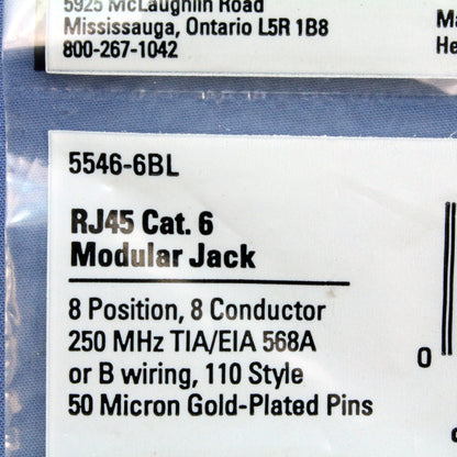 Cooper Blue Cat 6 Snap-In Modular Data Jack 110 Style 8-Position RJ45 5546-6BL