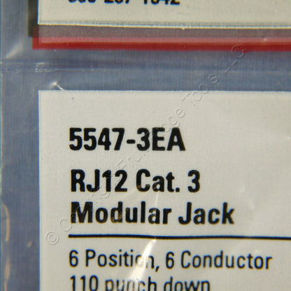 10 Cooper Almond Cat3 Snap-In Modular Voice Jacks 110 Style 6-Position RJ12
