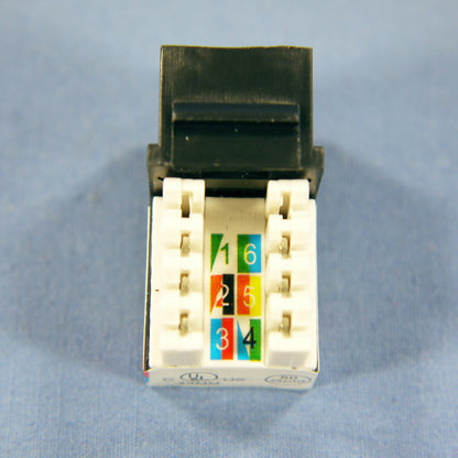 Cooper Black Cat3 Snap-In Modular Voice Jack 110 Style 6-Position RJ12 5547-3EBK