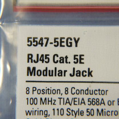 Cooper 5547-5EGY Gray Cat5e Snap-In Modular Data Jack 110 Style 8-Position RJ45