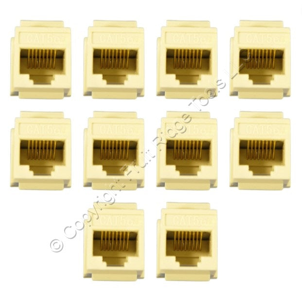 10 Cooper Ivory Cat5e Snap-In Modular Data Jacks 110 Style 8-Position RJ45