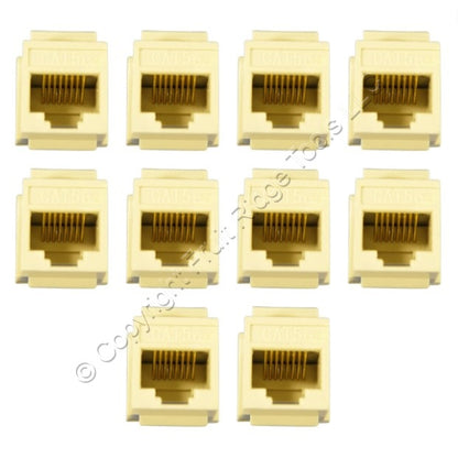 10 Cooper Ivory Cat5e Snap-In Modular Data Jacks 110 Style 8-Position RJ45