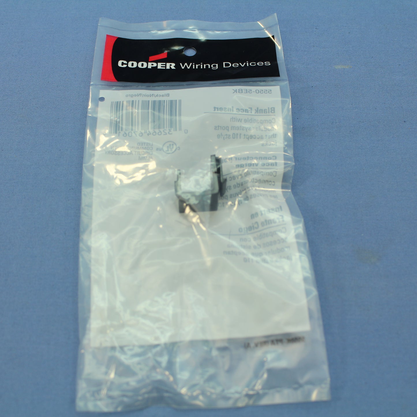 Cooper Black Modular Wallplate Blank 1-Port Filler Adapter Insert 5550-5EBK