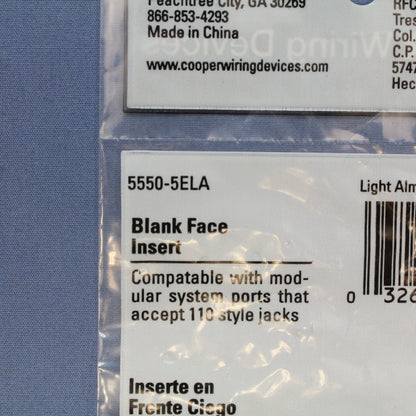 Cooper Lt Almond Modular Wallplate Blank 1-Port Filler Adapter Insert 5550-5ELA