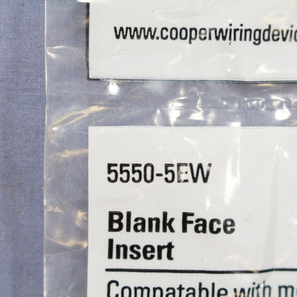 Cooper 5550-5EW White Solid Blank One Data Modular Port Filler Inserts 2-Pack