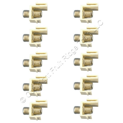 10 Cooper Almond Modular TV Video Connector F-Type Coax Cable Jacks RG6 5552-5EA