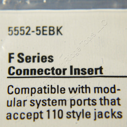 Cooper 5552-5EBK Black Modular TV Video Connector F-Type Coax Cable Jacks 10pk