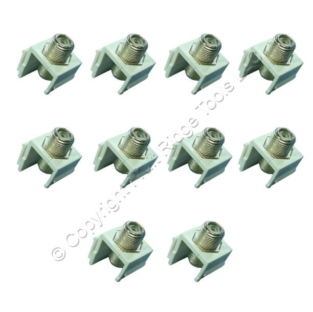 10 Cooper White Modular TV Video Connector F-Type Coaxial Cable Jacks RG6