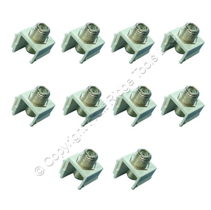 10 Cooper White Modular TV Video Connector F-Type Coaxial Cable Jacks RG6