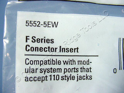 10 Cooper White Modular TV Video Connector F-Type Coaxial Cable Jacks RG6
