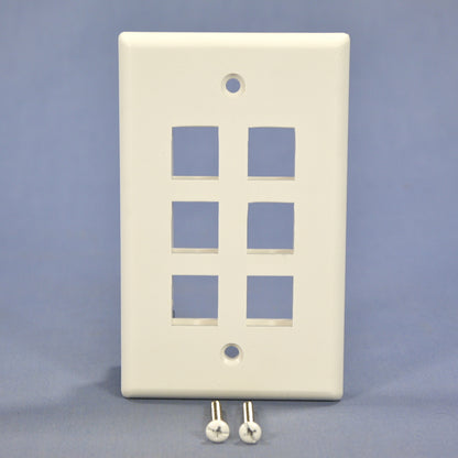 Cooper 5566-5EW White 1-Gang Flush Moduar 6-Port Thermoplastic Nylon Wallplate