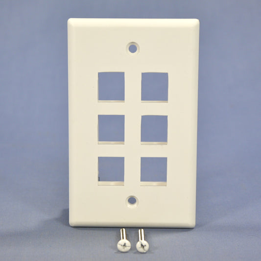 Cooper 5566-5EW White 1-Gang Flush Moduar 6-Port Thermoplastic Nylon Wallplate