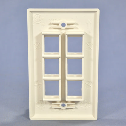 Cooper 5566-5EW White 1-Gang Flush Moduar 6-Port Thermoplastic Nylon Wallplate