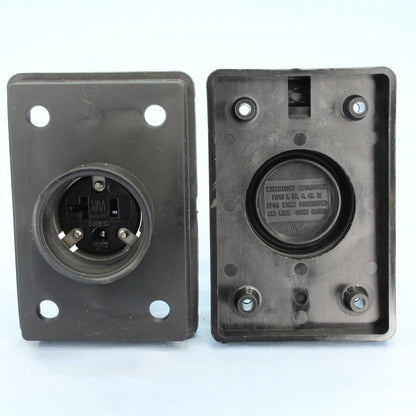 Cooper 60W33BK Black Watertight 20A Receptacle Outlet Flip Cover NEMA 5-20R 125V