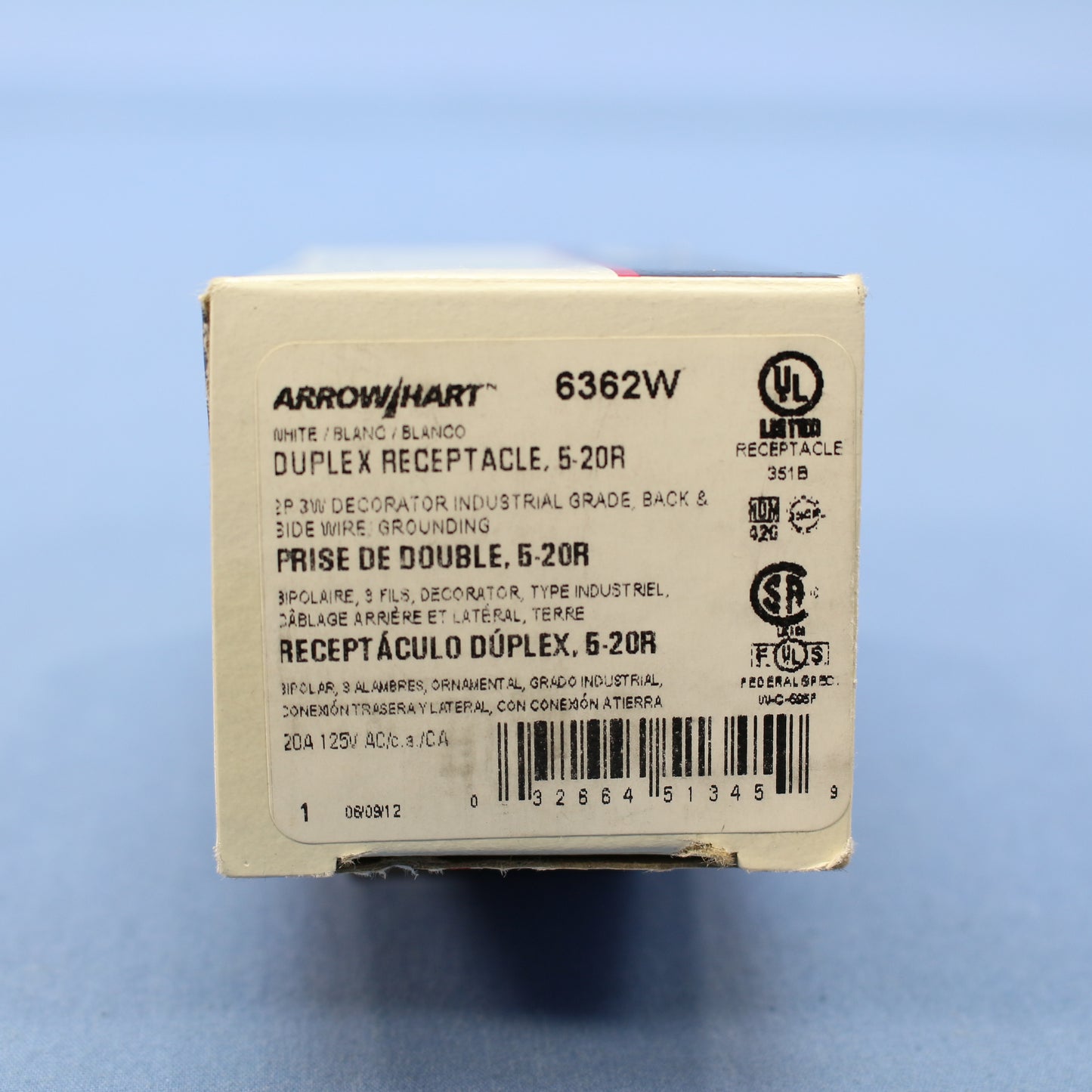 Cooper White Industrial Decorator Receptacle Duplex Outlet 5-20R 20A 6362W
