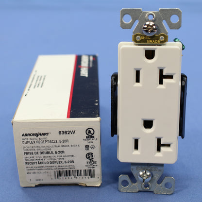 Cooper White Industrial Decorator Receptacle Duplex Outlet 5-20R 20A 6362W