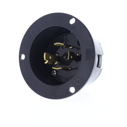 Cooper Black Twist Turn Locking Flanged Inlet L14-20P 20A 125/250V 3P4W 6405BK