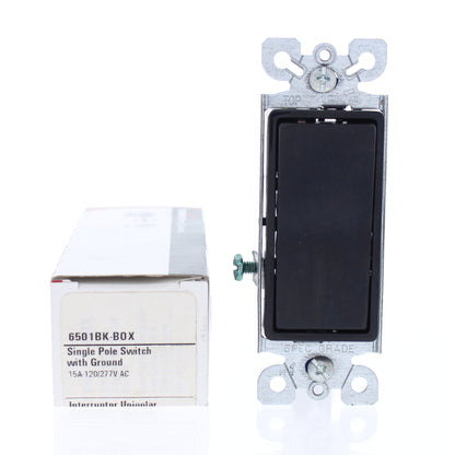 Cooper Black ON/OFF Single Pole Decorator Rocker Wall Light Switch 15A 6501BK