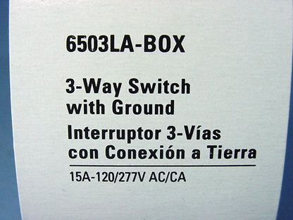 Cooper 6503LA Light Almond 3-Way Decorator Rocker Wall Light Switch 15A 120V