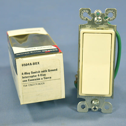 Cooper 6504A Almond Residential 4-Way Decorator Rocker Light Switch 15A 120V