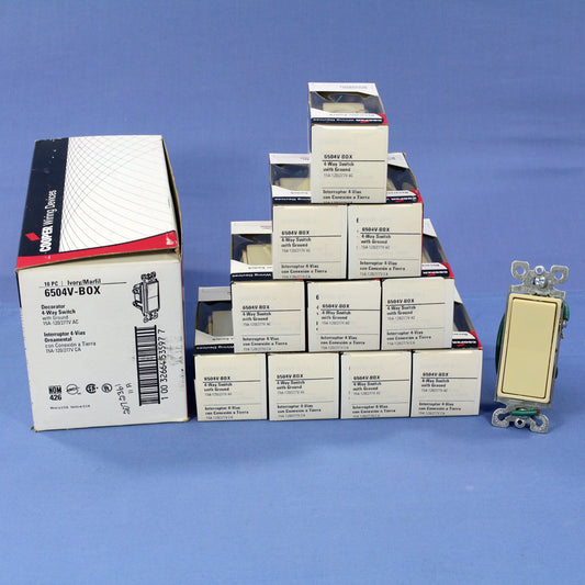 Cooper 6504V Ivory 4-Way Decorator Rocker Wall Light Switch 15A 120/277V 10pcs