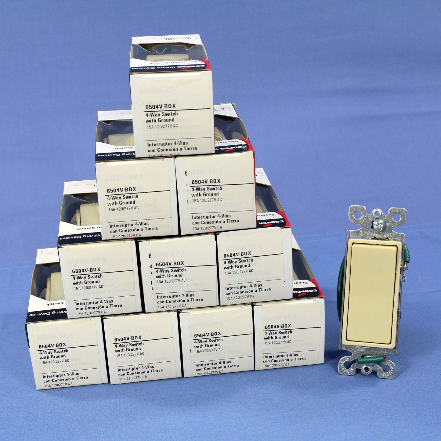 Cooper 6504V Ivory 4-Way Decorator Rocker Wall Light Switch 15A 120/277V 10pcs