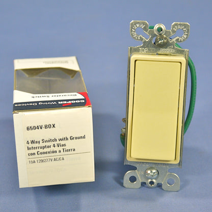 Cooper 6504V 4-Way Ivory Decorator Rocker Wall Light Switch Control 15A 120/277V
