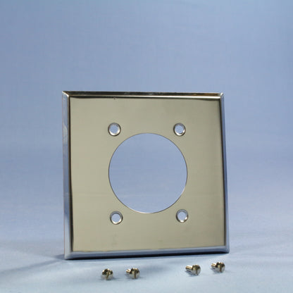Cooper #68 2-Gang Power Outlet 2.15" Hole Chrome Steel Wallplate Cover Box Mount