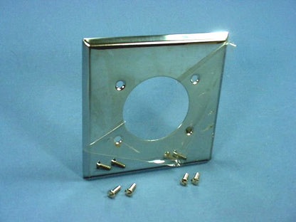 Cooper 68 Chrome 2-Gang Power Outlet 2.15" Chrome Plated Steel Wallplate Cover