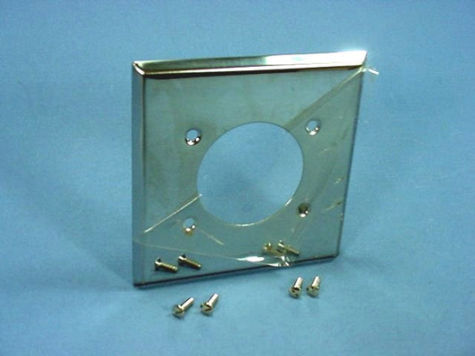 Cooper 68 Chrome 2-Gang Power Outlet 2.15" Chrome Plated Steel Wallplate Cover