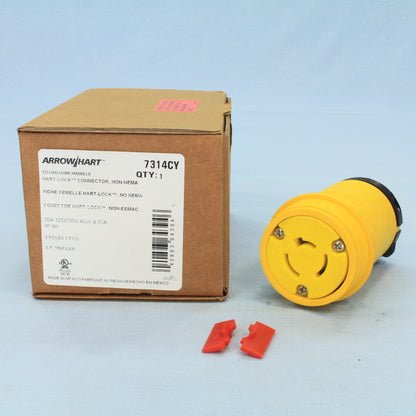 Cooper Yellow Twist Turn Hart-Lock Connector Non-Nema 20A Industrial 7314CY